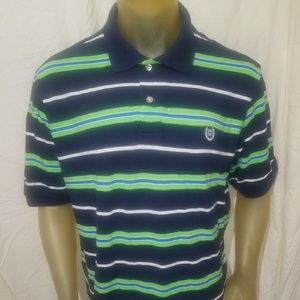 Chaps Men XL/Tall blu/grn/wht striped polo